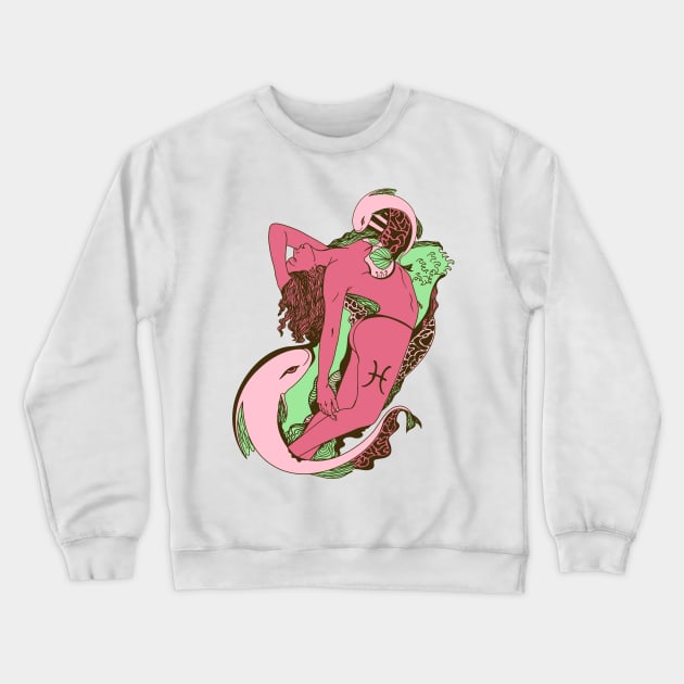 Pink Mint Pisces Beauty Crewneck Sweatshirt by kenallouis